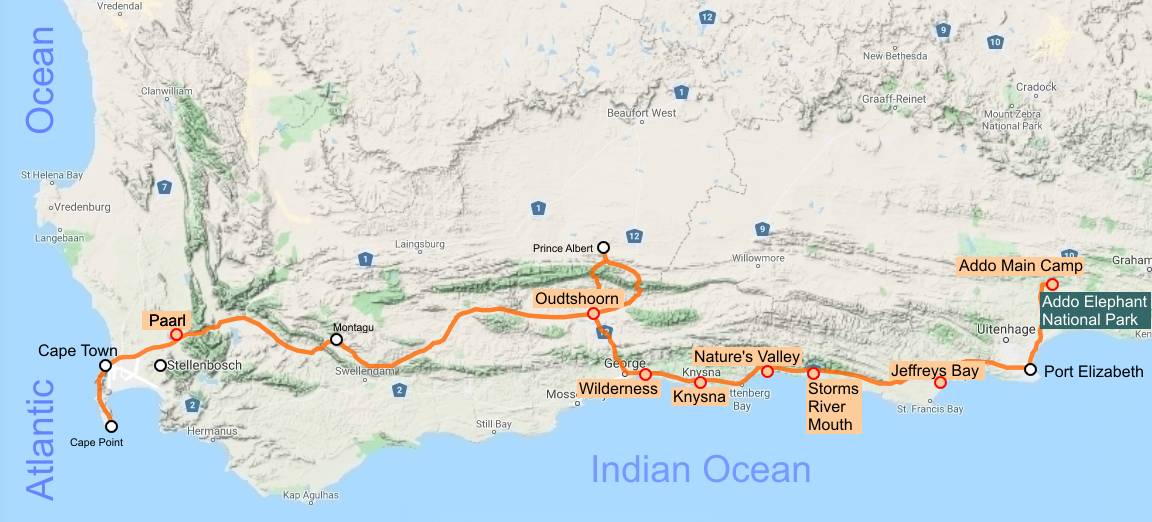 self-drive tour - from the Cape to Addo Elephant National Park